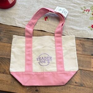 NWT Pink and Cream Trader Joe's Tote Bag